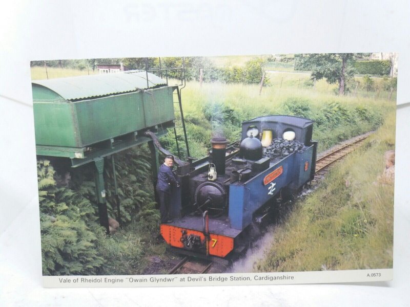 Vale of Rheidol Steam Locomotive Owain Glyndwr Devils Bridge Station Postcard