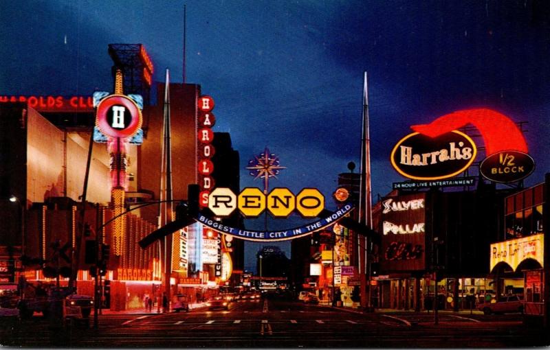 Nevada Reno The Reno Arch and Virginia Street At Night