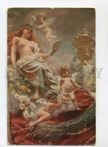 3105718 BELLE Sem-Nude WITCH w/ ANGELS by MAKOVSKY vintage PC