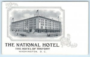 WASHINGTON D.C. ~ Hotel of History THE NATIONAL HOTEL c1910s Border Postcard