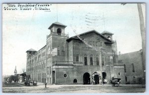 1910 SIOUX FALLS SOUTH DAKOTA SD THE AUDITORIUM HORSE BUGGY FUNKY FONT POSTCARD