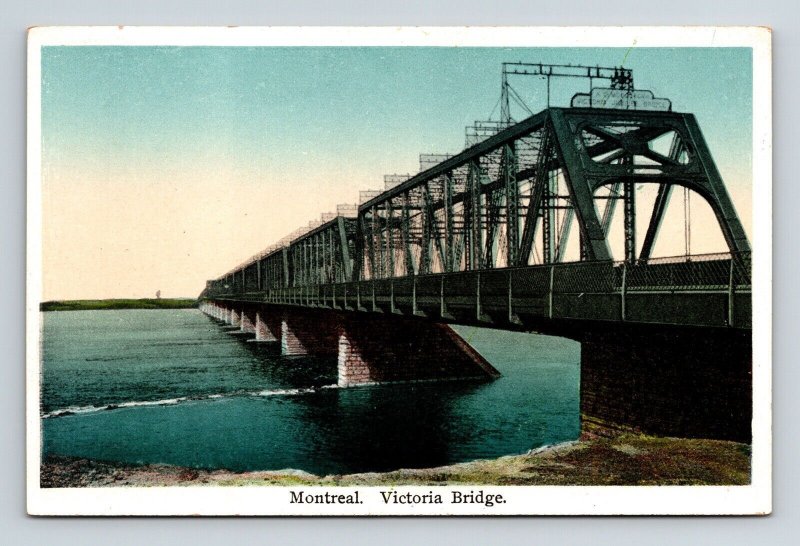 Montreal Canada Victoria Bridge Scenic Landmark River WB Postcard 