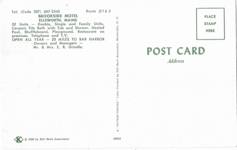 Brookside Motel Ellsworth Maine Note Phone Booth in Front