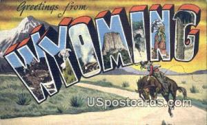 Greetings from, WY Postcard       ;      Greetings from, Wyoming Post Card