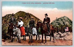 Summit of Mt. Lowe Riding Horses Donkey Mule California Postcard X23