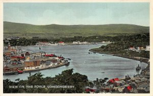 View on the Foyle, Londonderry, Northern Ireland, Early Carbo Color Postcard