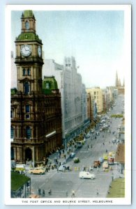 MELBOURNE, AUSTRALIA ~ Post Office BOURKE STREET Scene 1940s-50s Postcard