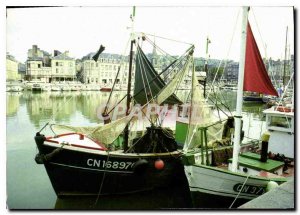 Modern Postcard Honfleur Harbor Yacht