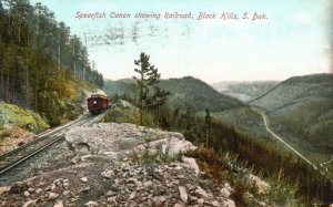 Vintage Postcard 1912 Spearfish Canon Showing Railroad Black Hills South Dakota