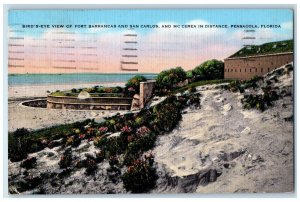 1939 Bird's-Eye Fort Barrancas San Carlos Mc Cerea Pensacola Florida FL Postcard