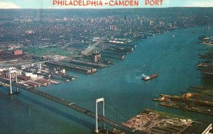 Vintage Postcard Philadelphia-Camden Port Delaware River Pennsylvania PA