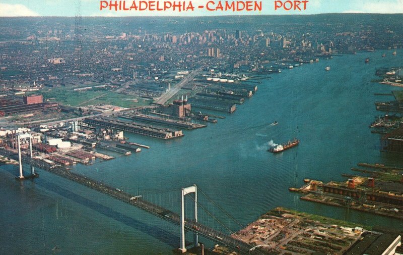 Vintage Postcard Philadelphia-Camden Port Delaware River Pennsylvania PA