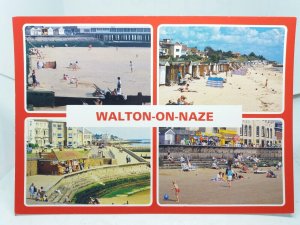 Walton on The Naze Essex Vintage Multiview Postcard Beach Huts on the Beach