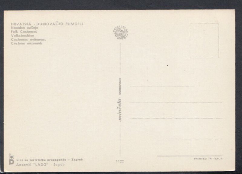 Croatia Postcard - Hrvatska - Dubrovacko Primorje, Folk Costumes  T5096