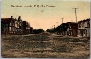 Postcard Lachute Quebec c1908 Main Street Montreal & Calumet RPO Cancel