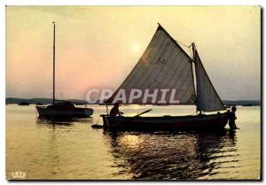 Modern Postcard Arcachon Bay in the Evening sailboats