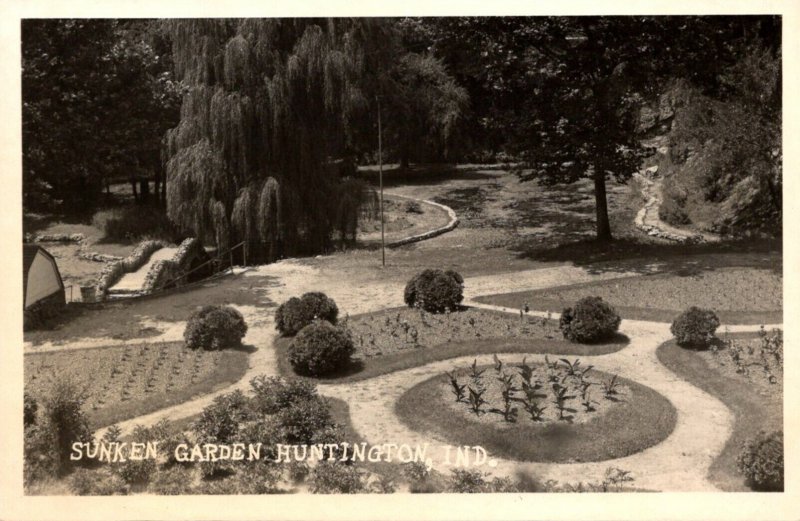 Indiana Huntington Sunken Garden Real Photo