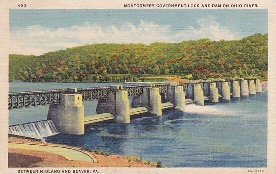 Montgomery Goverment Lock And Dam On Ohio River Between Midland And Beaver Pe...