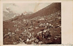 AUSTRIA~LARGE GROUP OF PEOPLE HIKING ON MOUNTAIN-1937 REAL PHOTO POSTCARD