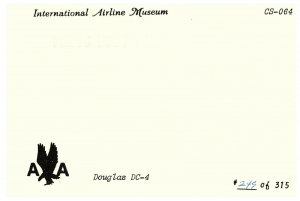 Douglas DC-4 American Airline System Flagship Washington NC90423 Postcard