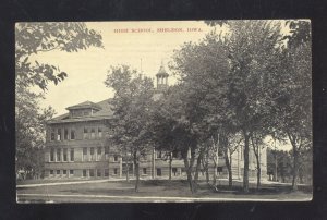 SHELDON IOWA HIGH SCHOOL BUILDING VINTAGE POSTCARD IA. 1908