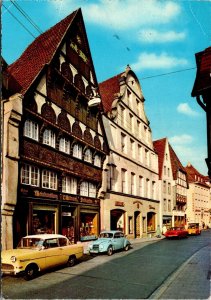 CONTINENTAL SIZE POSTCARD 1960s STREET SCENE AT OSNABRUCK LOWER SAXONY GERMANY