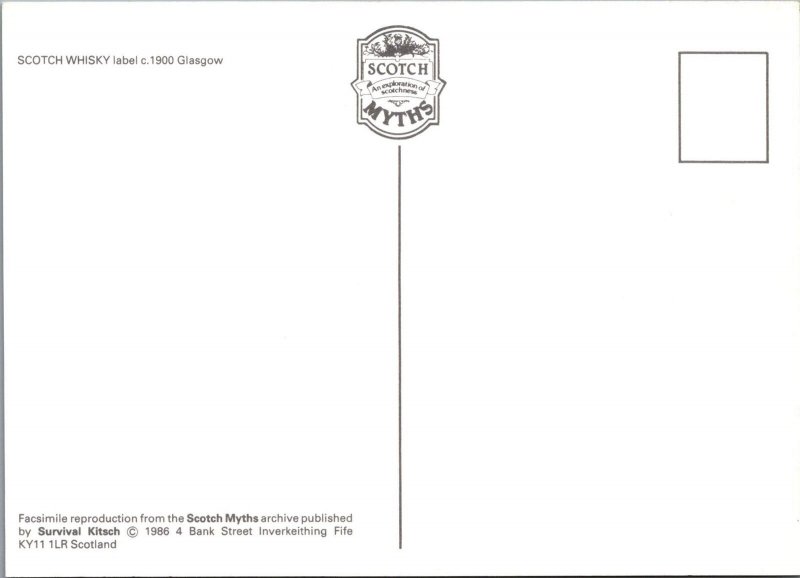 Advertising Postcard - Alcohol, Drink, Scotch Whiskey, Glasgow 1900 Ref.RR16754