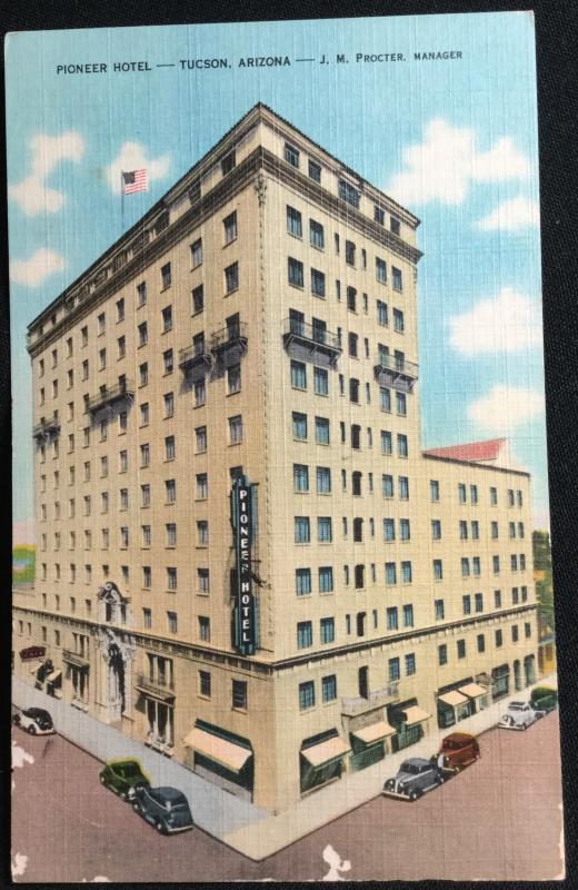 Postcard Pioneer Hotel Tucson Arizona LB