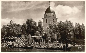 Vintage Postcard Rattvik Kyrkbatar Lagger Till Sweden RPPC