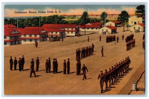 1941 Company Street Soldiers Scene Camp Croft South Carolina SC Posted Postcard