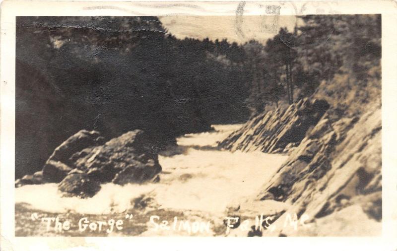 Maine~Salmon Falls River Scene @ The Gorge~1948 RPPC-Real Photo Postcard