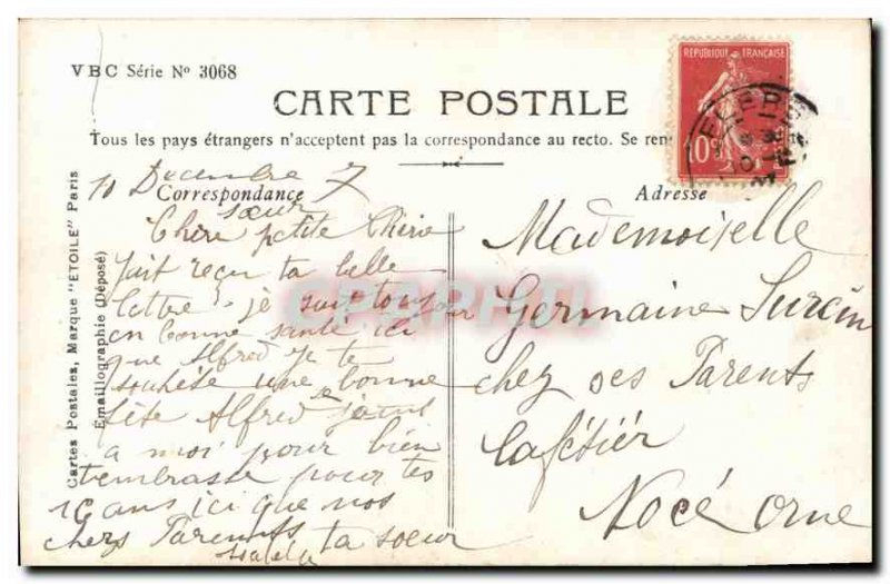 Old Postcard My heart on your heart like a rest Woman