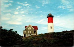 Nauset Light Eastham Cape Cod Lighthouse Vintage Unposted Postcard 