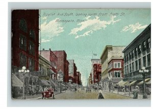 1913 Postcard Nicollet Ave South Looking North From Ninth St Minneapolis MN