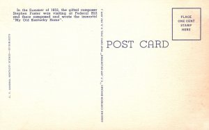 Vintage Postcard My Old Kentucky Home Song Lyrics Log Cabin Roadway Scene KY