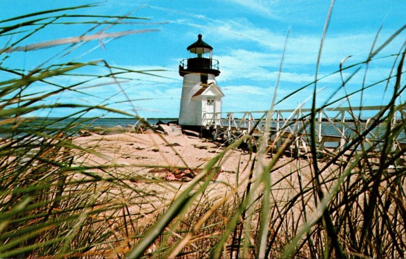 Massachusetts Nantucket Lighthouse With Beach Grass At Brant Point