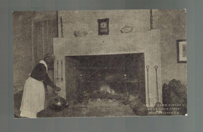 Mint Real Picture Postcard Black Americana Courtyard Kitchen New Orleans Maid