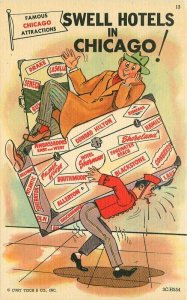 Chicago Illinois Civic Booster Comic Humor 1940s Teich linen Postcard 21-13072