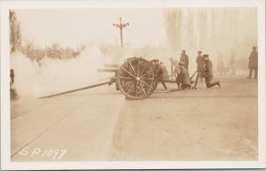 Victoria BC Canadian Military Soldiers Firing Cannon Real Photo Postcard G95