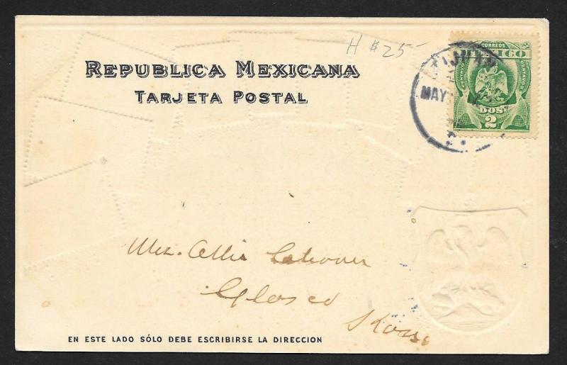 MEXICO Stamps on Postcard Embossed Shield Used c1900-1930