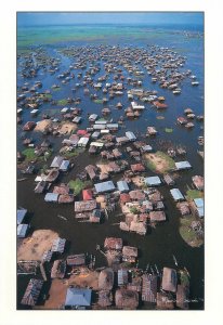 Postcard Benin Republic Ganvie lakeside village aerial aspect