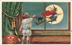 329627-Halloween, Anglo-American No 876/5, Child Waves at Witch & Black Cat