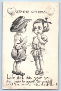 Wall Artist Signed Postcard Leap Year Greetings Childrens Hearts Oakley Idaho ID