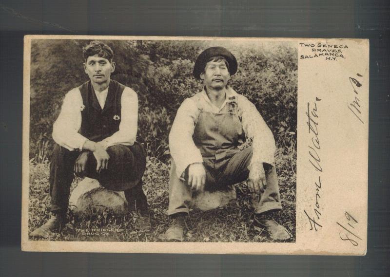 1906 Postcard Cover 2 Native American Indian Seneca Braves Salamanca NY Cover
