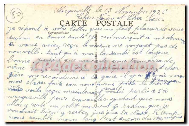 Old Postcard Nacqueville Chateau Cherbourg