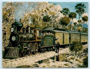 DAYTONA, FL~1st Train ST. JOHNS & HALIFAX RR James Calvert Smith 4x5.5 Postcard