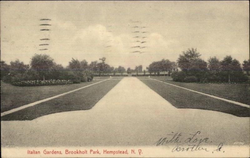 Hempstead Long Island NY Brookholt Park Italian Gardens c1910 Postcard