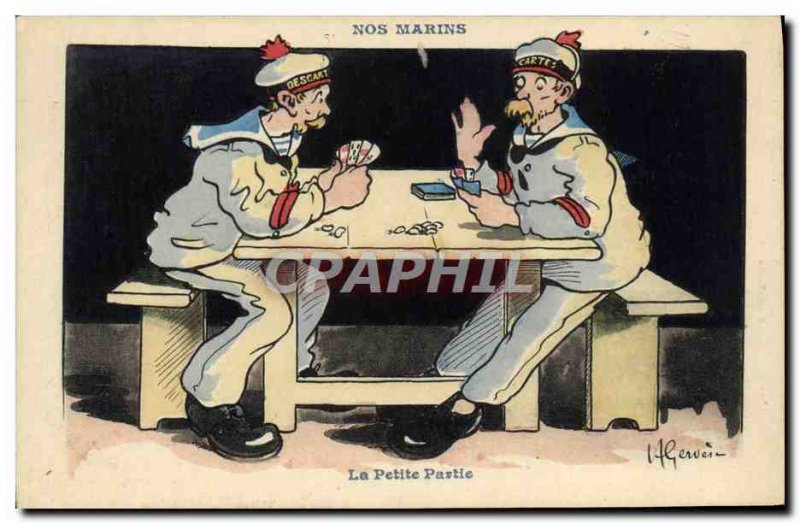 Postcard Old Gervese Illustrator Our Sailors Small Part Card Games