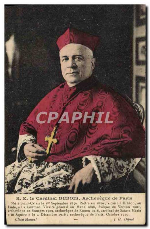 Old Postcard HE Cardinal Archbishop of Paris Dubois Do in Saint Calais