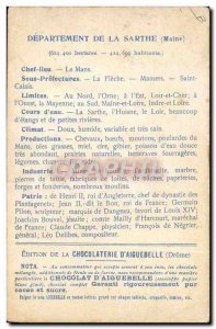 Postcard Old MAPS Chocolaterie d & # 39Aiguebelle Sarthe